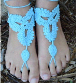 Turquoise Barefoot Crochet Sandal